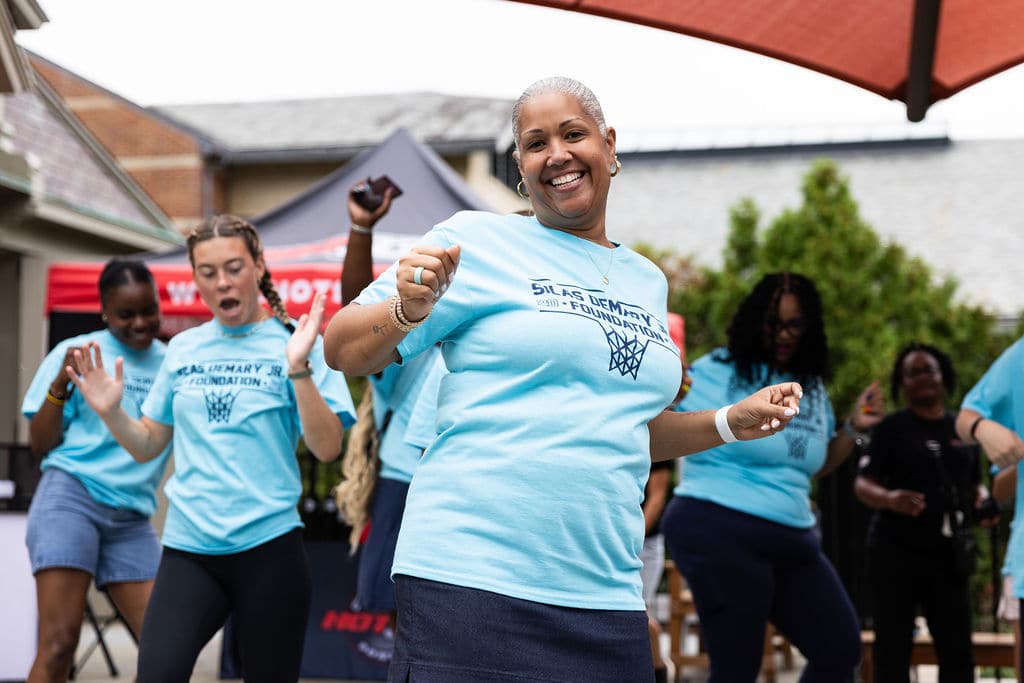 Foundation family members dancing at the Hartford bash